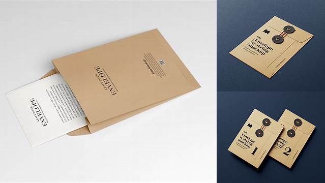 2282+ Opened Kraft Envelope with Paper PSD Mockup Smart Editable Design Mockup