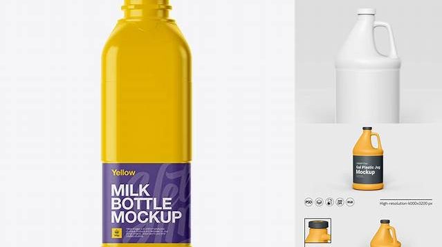 2285+ Gloss Plastic Milk Jug PSD Mockup Front and Back Views Free Graphic Design Resource