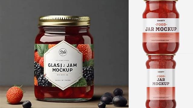 2286+ Clear Jar with Red Jam PSD Mockup Elegant PSD Mockup