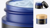 2286+ Frosted Blue Glass Cosmetic Jar PSD Mockup Photoshop Freebie