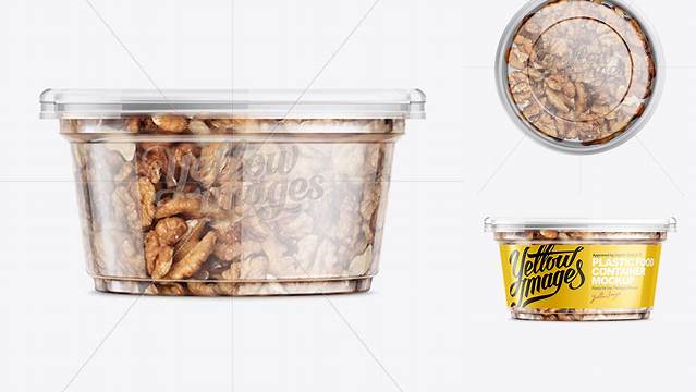 2291+ 200g Plastic Cup with Walnuts PSD Mockup Digital Download