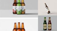 2291+ Amber Beer Bottle PSD Mockup Front View Creative Design Mockup