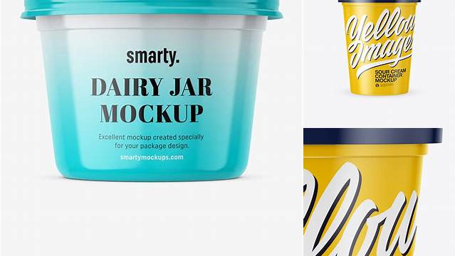 2291+ Glossy Sour Cream Container PSD Mockup Smart Design Template Free