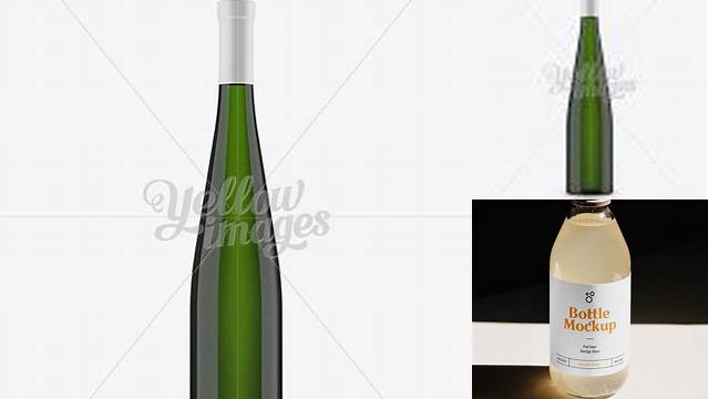 2291+ Green Glass Rhine Bottle PSD Mockup High-End Layered Mockup Free