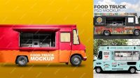 2293+ Food Truck PSD Mockup Half Side View Editable Photoshop File