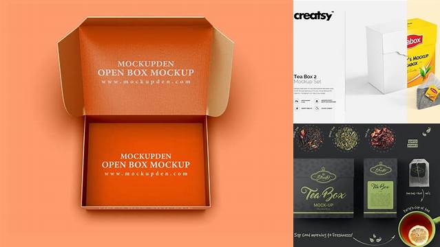 2293+ Opened Tea Paper Box PSD Mockup – Front View Elegant Photoshop Mockup