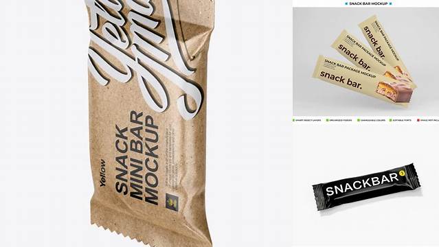 2293+ Small Kraft Snack Bar PSD Mockup Halfside View Premium Mockup Freebie