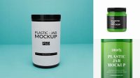 2294+ Plastic Jar With Handle PSD Mockup Eye-Level Shot Custom Mockup PSD for Free