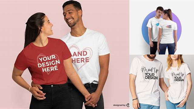 2297+ Free Couple T Shirt Mockup Advanced Editable Template Free