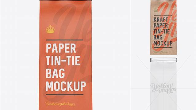 2303+ Paper Bag with a Metallic Paper Tin-Tie PSD Mockup Front View Versatile Mockup for Designers