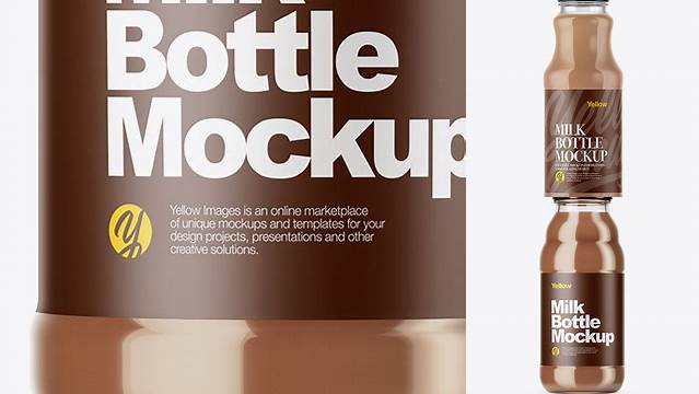 2304+ Clear Glass Chocolate Milk Bottle PSD Mockup Creative High-Resolution PSD Freebie