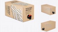 2305+ Kraft Paper Wine Box with a Tap 25° Angle Front View High-Angle Shot Elegant Design Mockup PSD