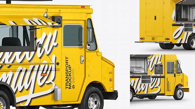 2306+ Foodtruck PSD Mockup Back Half Side View Easy Editable