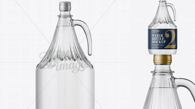 2307+ 3L Clear Glass Water Bottle With Handle & Clamp Lid PSD Mockup Editable and Customizable PSD