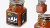 2309+ 100ml Glass Apricot Jam Jar with Clamp Lid PSD Mockup High-End Creative PSD Template