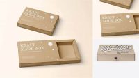 2310+ Kraft Slide Box PSD Mockup Front View High Angle Shot Layered Photoshop Template