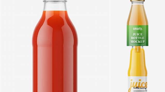 2310+ Tomato Juice Glass Bottle PSD Mockup Creative Layered Design File