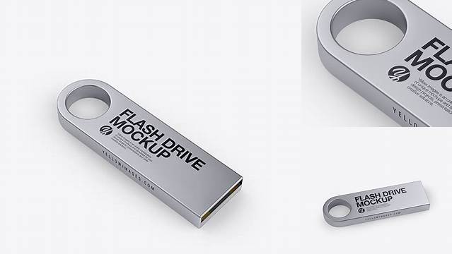 2311+ Aluminium Flash Drive PSD Mockup Half Side View High-Angle Shot Premium Quality PSD Freebie