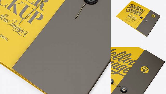 2315+ Matte Folder With String Closure High-Angle Shot Premium Freebie for Designers