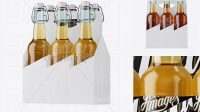 2315+ White Paper 6 Pack Clear Bottle Carrier PSD Mockup Half Side View High-Angle Shot Fully Layered PSD Freebie