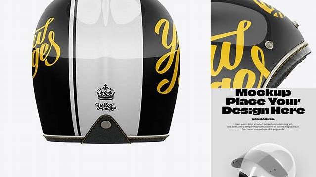 2317+ Vintage Motorcycle Helmet PSD Mockup Back View Download Now High-Quality PSD Template