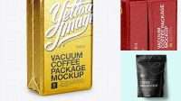 2318+ Metallic Coffee Vacuum Bag PSD Mockup Back Half Side View Unique and Editable PSD