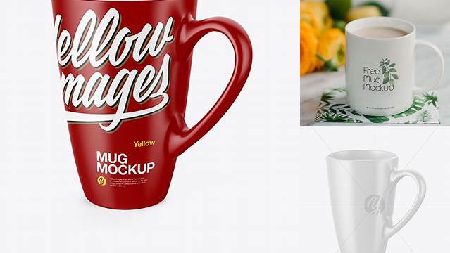 2319+ Matte Mug PSD Mockup Half Side View High Angle Shot Free Digital Resource for Designers