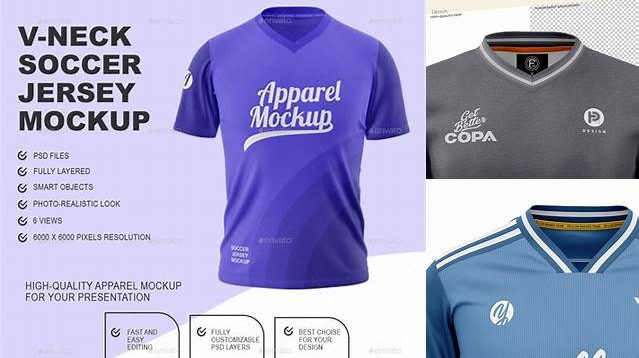 2321+ Men’s V-neck Football Jersey PSD Mockup Front View PSD Download