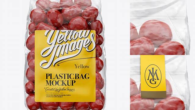 2328+ Clear Plastic Bag With Red Chocolate Dragee PSD Mockup Elegant and Stylish Free PSD