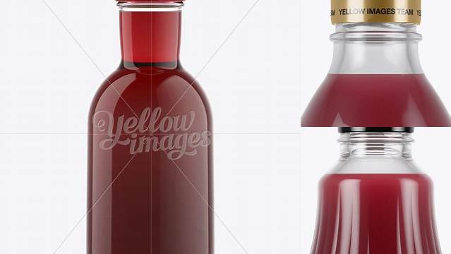 2331+ Clear Glass Berry Drink Bottle with Paper Label PSD Mockup Premium Design Freebie