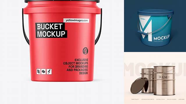 2332+ Matte Bucket PSD Mockup Front View Professional Graphic PSD Download