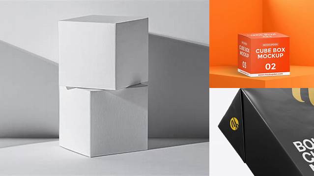 2332+ Stock Cube Pack PSD Mockup Half Side View High-Angle Shot Advanced Photoshop Design Free