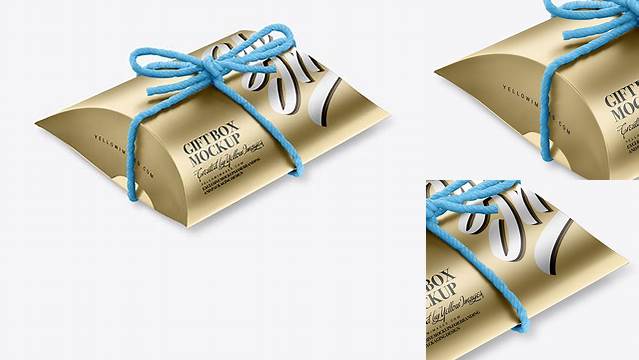 2355+ Metallic Gift Box with Thread Bow PSD Mockup Elegant and Versatile PSD Resource