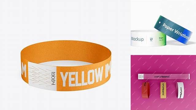 2355+ Paper Wristband PSD Mockup Front View High Angle Shot High-Resolution PSD Download