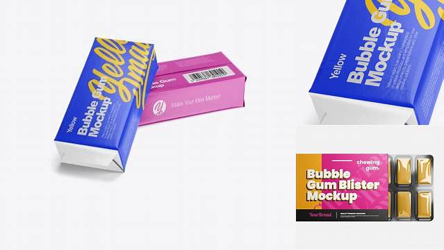 2361+ Two Bubble Gums PSD Mockup Half Side View High Angle Shot Exclusive Free Photoshop Asset