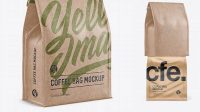 2362+ Kraft Paper Coffee Bag with a Tin-Tie PSD Mockup Halfside View Versatile PSD Mockup File