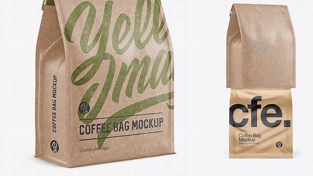 2362+ Kraft Paper Coffee Bag with a Tin-Tie PSD Mockup Halfside View Versatile PSD Mockup File