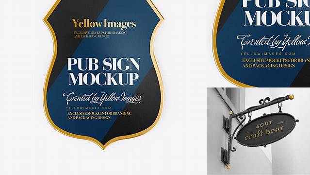 2364+ Textured Pub Sign PSD Mockup Front View Versatile Photoshop File