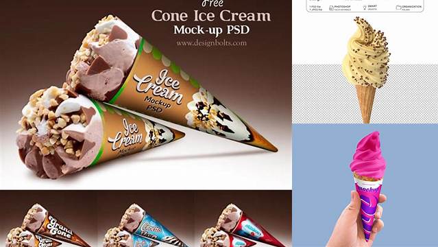 2365+ Ice Cream Cone PSD Mockup Layered PSD File Free Download