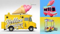 2366+ Ice Cream Car Mockup Fully Layered PSD Freebie