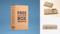 2369+ Matte Kraft Paper Box PSD Mockup Front View High-Angle Shot Creative and Modern PSD Freebie