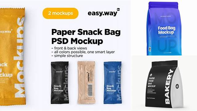 2371+ Matte Snack Bag PSD Mockup Back View Modern Photoshop Resource