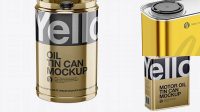 2372+ Metallic Oil Tin Can PSD Mockup High-Angle Shot Creative Free Photoshop Template