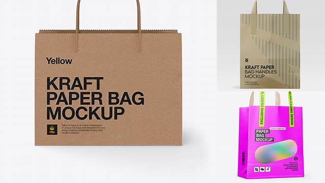 2374+ Paper Shopping Bag with Twisted Paper Handles PSD Mockup Professional Design PSD