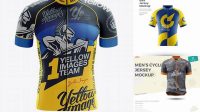 2375+ Men's Cycling Jersey PSD Mockup Front View Smart Design Template Free