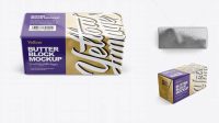 2378+ 250g Butter Block In Metallic Foil Wrap PSD Mockup Front View High-Angle Shot Editable Graphic Design Files