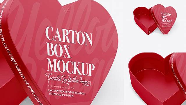 2379+ Opened Heart Shaped Matte Carton Box PSD Mockup High-Angle Shot High-End Professional PSD Resources