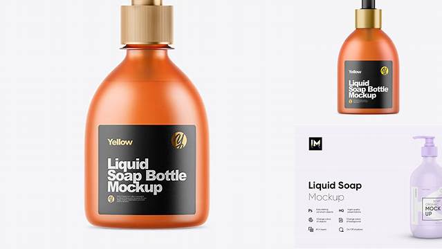 2379+ Orange Frosted Liquid Soap Bottle PSD Mockup Modern and Unique Freebie PSD