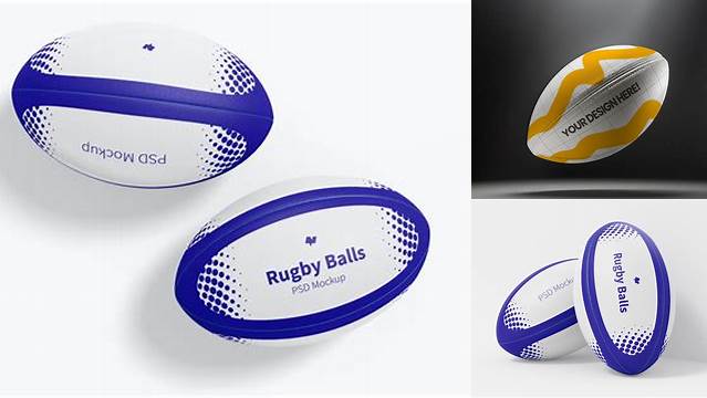 2384+ Rugby Ball PSD Mockup Front View Best for Showcase