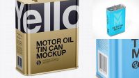 2385+ Glossy Motor Oil Tin Can PSD Mockup Half Side View High-Angle Shot Editable Design PSD File